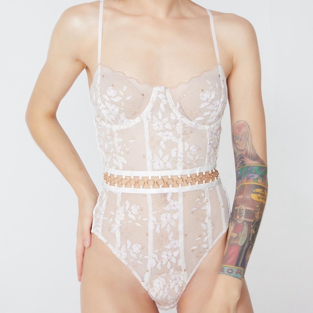 FOR LOVE AND LEMONS Mariette Embroidery Bodysuit